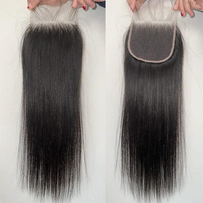 Peruvian 4x4 Transparent lace Closure Pre Plucked Silky Straight Virgin Human Hair