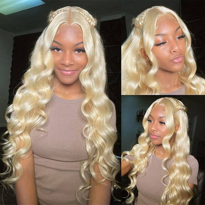 Malaysian 613 Honey Blonde Body Wave Human Hair 4 Bundles with 4x4 Lace Closure ｜QT Hair