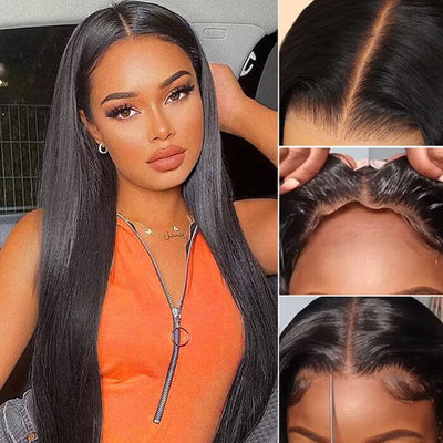 QT Hair Pre Cut 8x5 Lace Closure Wig Glueless Pre Plucked Straight Virgin Human Hair ｜QT Hair