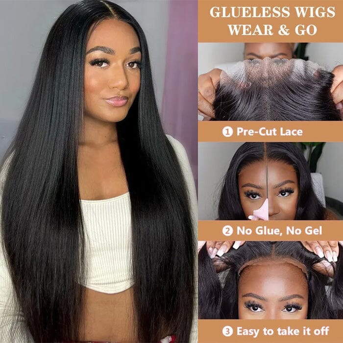 QT Hair Pre Cut 8x5 Lace Closure Wig Glueless Pre Plucked Straight Virgin Human Hair ｜QT Hair