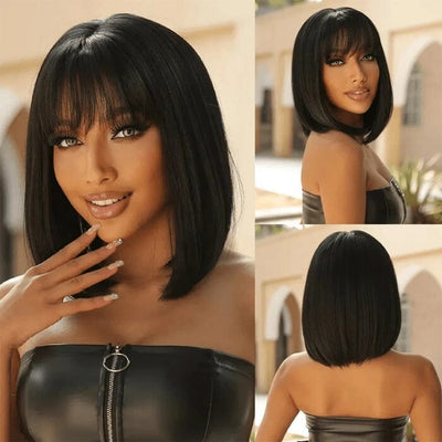 2 Wigs $149 Kinky Straight Pre Cut Lace Wig with Lace Part Wig with Bangs Human Hair