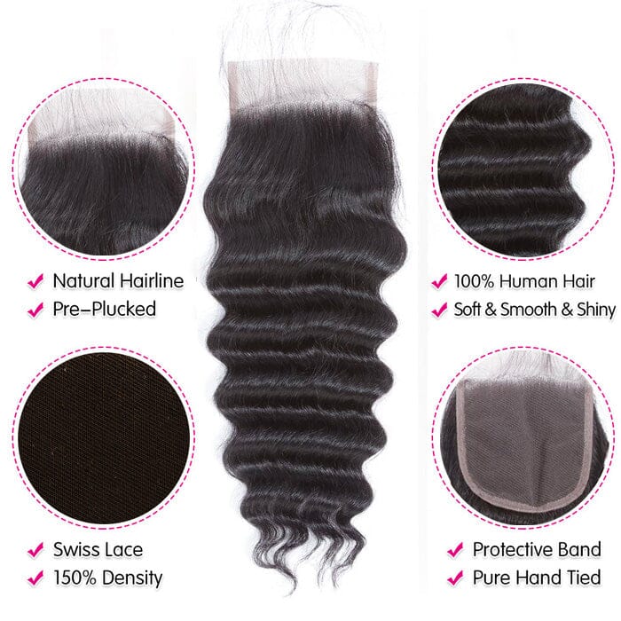 QT Hair Brazilian Loose Deep Wave Human Hair Bundles with Swiss Lace Closure ｜QT Hair