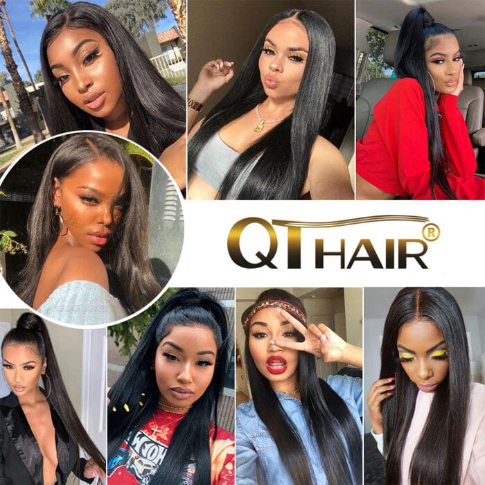 QT Hair Straight 4 Bundles Indian Virgin Human Hair Natural Black Color for Women ｜QT Hair