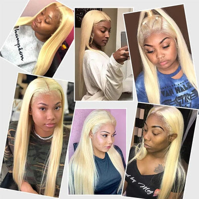 QT 14A Brazilian Human Hair #613 Blonde Straight Hair with 13x4 Swiss Lace Frontal ｜QT Hair