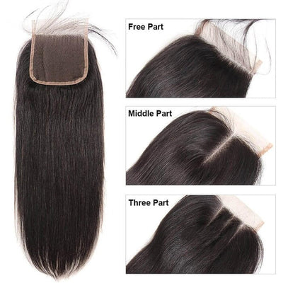 QT Human Hair Bundles Malaysian Straight Hair 4 Pcs with 4x4 Lace Closure ｜QT Hair