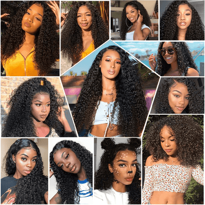 QT 14A Unprocessed Peruvian Curly Hair 3 Bundles with Frontal 100% Human Hair