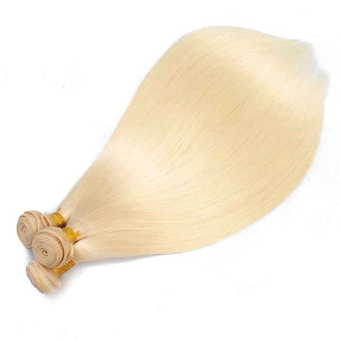 QT 14A Brazilian Human Hair #613 Blonde Straight Hair with 13x4 Swiss Lace Frontal ｜QT Hair