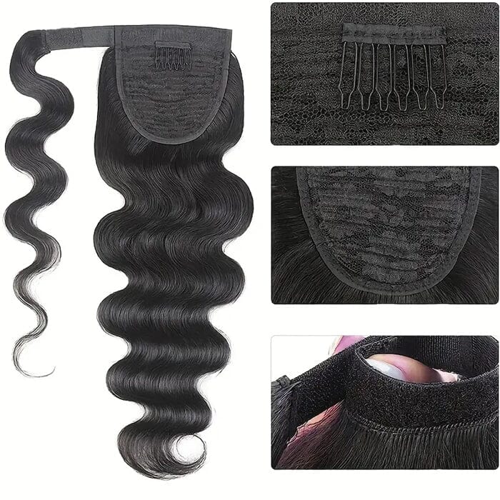 QT Body Wave Ponytail with Weave Hair Extensions Wrap Around Clip in Braided Ponytail Hairstyles ｜QT Hair