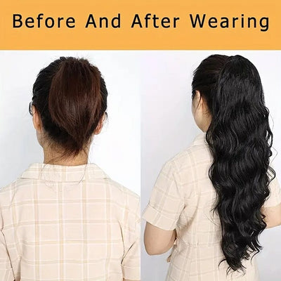 QT Body Wave Ponytail with Weave Hair Extensions Wrap Around Clip in Braided Ponytail Hairstyles ｜QT Hair