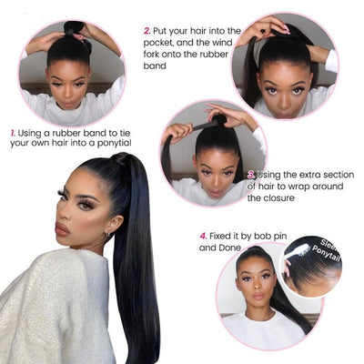 QT Clip in Ponytail Hair Extensions Human Hair Wrap Around Ponytails Hairpieces ｜QT Hair