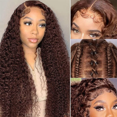 QT Hair Brown Color Jerry Curly Lace Wigs Pre Plucked Chocolate Human Hair ｜QT Hair