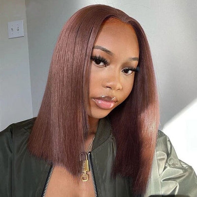 QT Hair Honey Brown Color Lace Wigs Pre Plucked Bone Straight Human Hair 180% Density ｜QT Hair