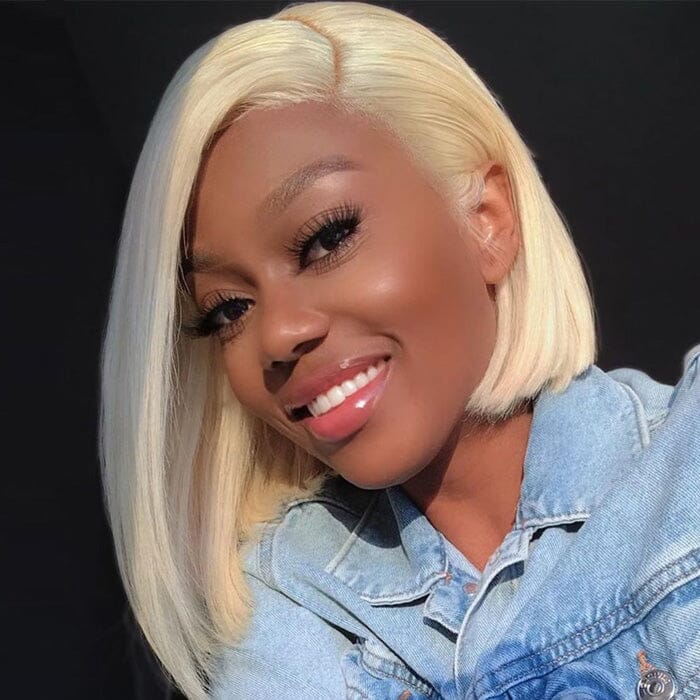 QT Hair Honey Blonde Color 613 Lace Frontal Wig Bone Straight Human Hair ｜QT Hair