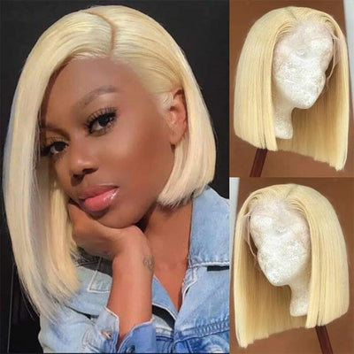 QT Hair Honey Blonde Color 613 Lace Frontal Wig Bone Straight Human Hair ｜QT Hair