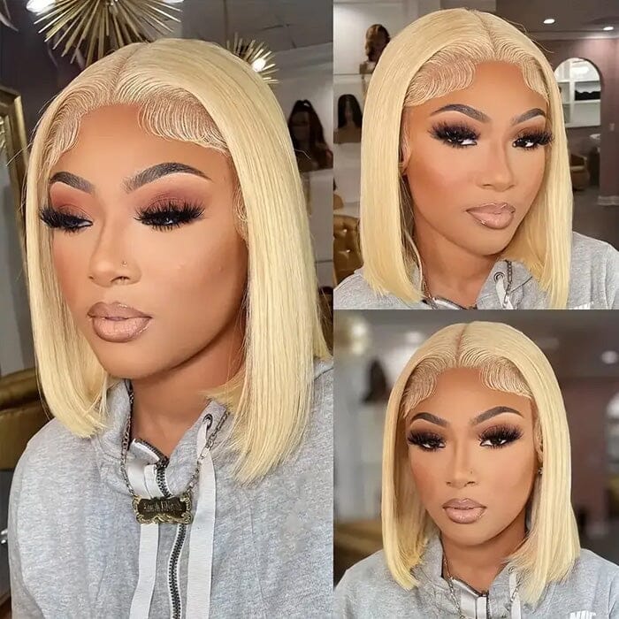 QT Hair Honey Blonde Color 613 Lace Frontal Wig Bone Straight Human Hair ｜QT Hair