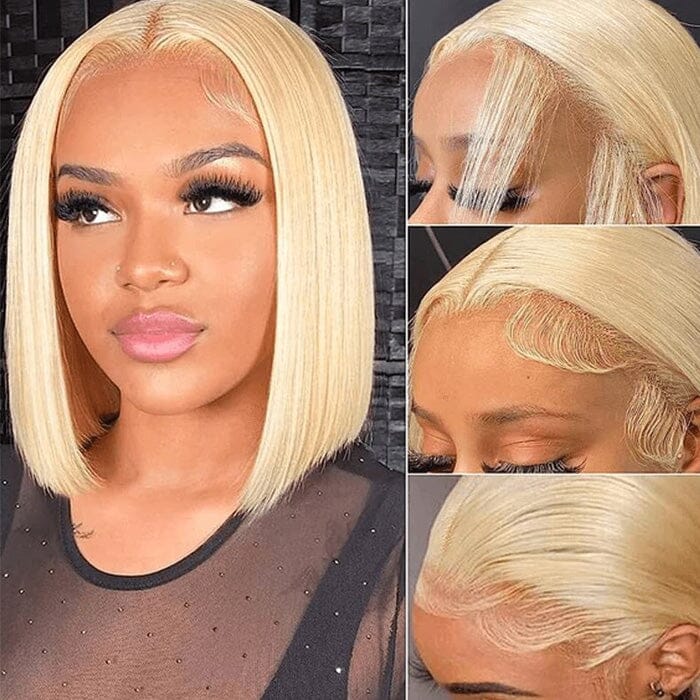 QT Hair Honey Blonde Color 613 Lace Frontal Wig Bone Straight Human Hair ｜QT Hair