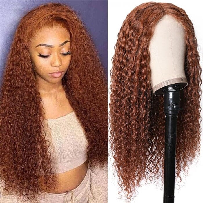 QT Hair Medium Auburn Brown Color Jerry Curly Lace Wigs Human Hair ｜QT Hair