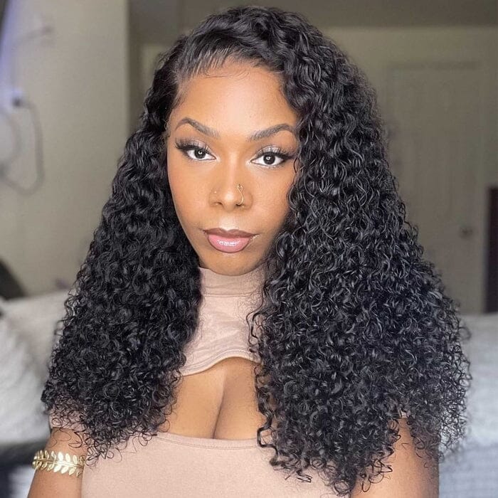 QT SDD New Pixie Curly Lace Frontal Wig Pre Plucked Super Double Drawn Human Hair