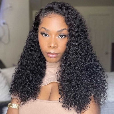 QT SDD New Pixie Curly Lace Frontal Wig Pre Plucked Super Double Drawn Human Hair