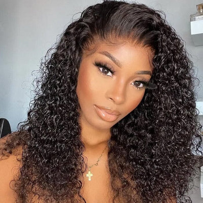 QT SDD New Pixie Curly Lace Frontal Wig Pre Plucked Super Double Drawn Human Hair