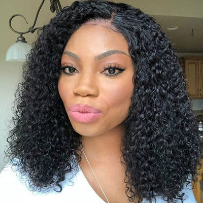 QT SDD New Pixie Curly Lace Frontal Wig Pre Plucked Super Double Drawn Human Hair