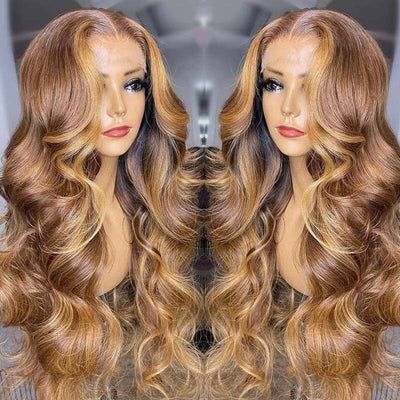 QT 70% Off Ombre Highlight Lace Frontal Wig Body Wave Human Hair Flash Sale ｜QT Hair