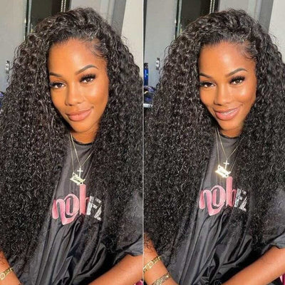 QT Jerry Curl 13x4 Transparent Lace Frontal Wig Pre Plucked Curly Human Hair ｜QT Hair