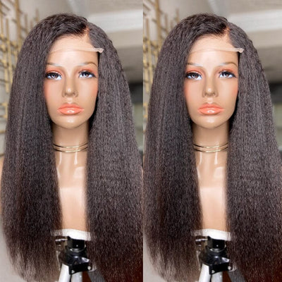 QT Kinky Straight 4x4 Transparent Lace Closure Wigs Human Hair for Women ｜QT Hair