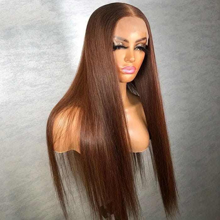 QT Lace Closure Wigs Pre Plucked Brown Color #4 Lace Frontal Wig Human Hair ｜QT Hair