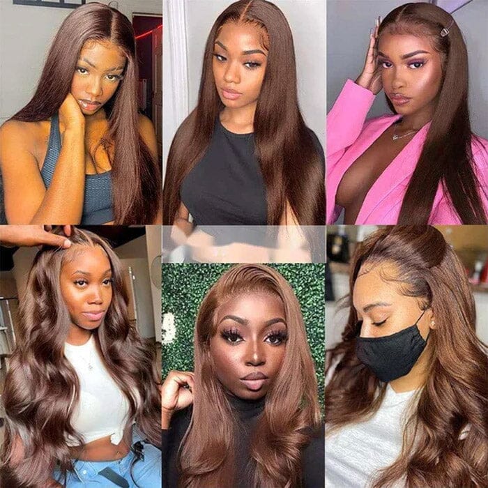 QT Lace Closure Wigs Pre Plucked Brown Color #4 Lace Frontal Wig Human Hair ｜QT Hair