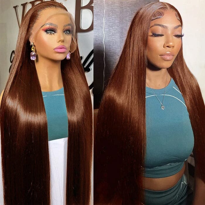 QT Lace Closure Wigs Pre Plucked Brown Color #4 Lace Frontal Wig Human Hair ｜QT Hair
