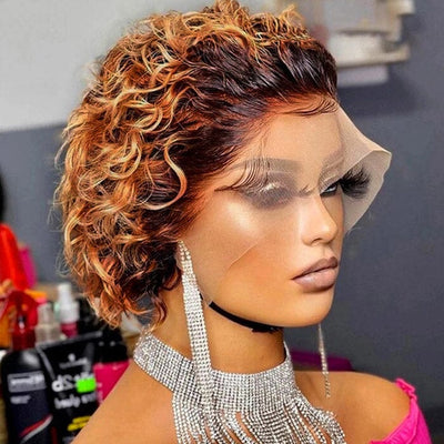 QT Pixie Cut Wig Human Hair Short Curly 13x1 Lace Front Wigs Human Hair ｜QT Hair