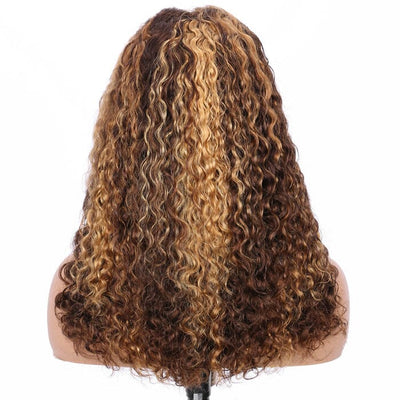 QT SDD New Pixie Curly Lace Frontal Wig Pre Plucked Highlight Color Human Hair