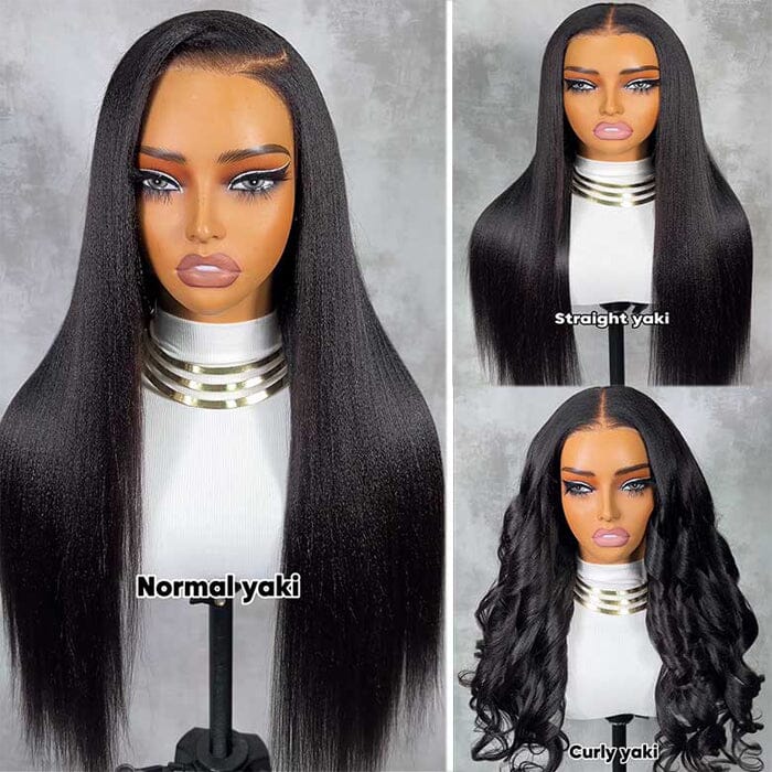 QT 70% Off Yaki Straight Glueless 8x5 Pre Cut Lace Wig Pre Plucked Human Hair