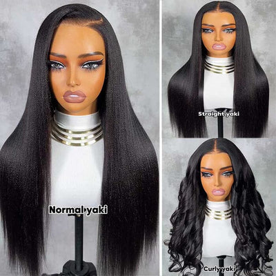 QT 70% Off Yaki Straight Glueless 8x5 Pre Cut Lace Wig Pre Plucked Human Hair