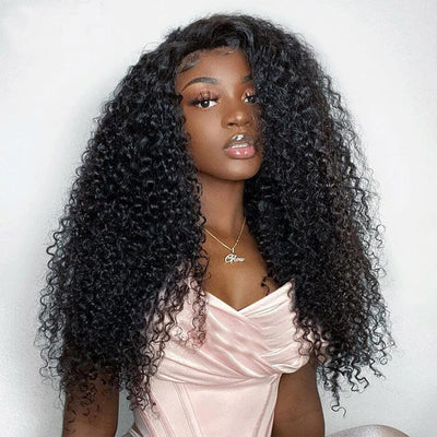 Jerry Curly 13x4 HD Lace Frontal Wigs Pre Plucked QT Virgin Human Hair