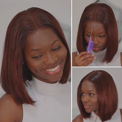 QT Hair Honey Brown Color Lace Wigs Pre Plucked Bone Straight Human Hair