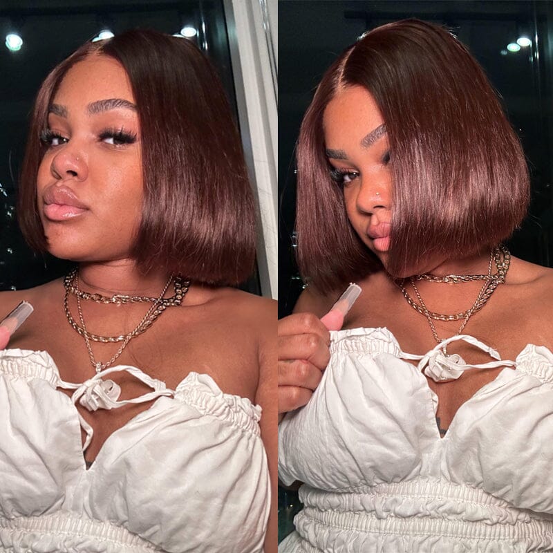 Low to $69 Flash Sale Brown Color Lace Wigs Pre Plucked Bone Straight Human Hair