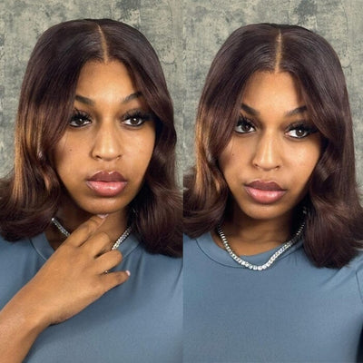 QT Hair Honey Brown Color Lace Wigs Pre Plucked Bone Straight Human Hair