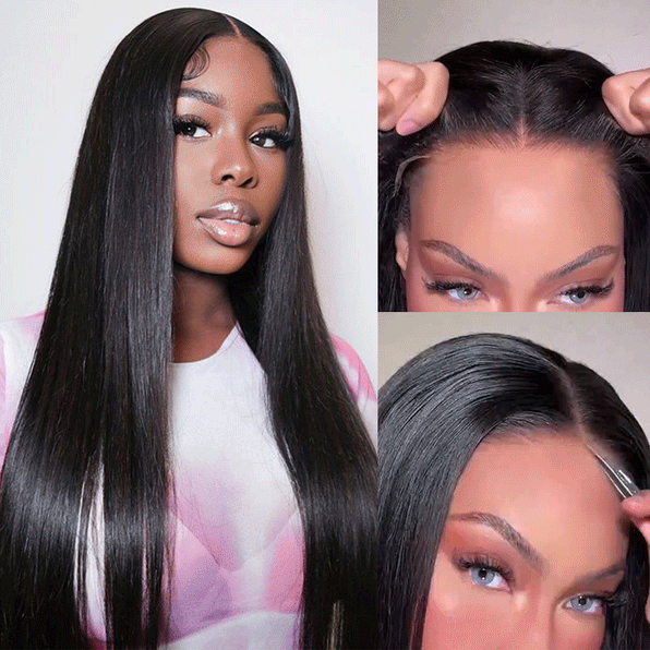 QT Hair Pre Cut 8x5 Lace Closure Wig Glueless Pre Plucked Straight Virgin Human Hair