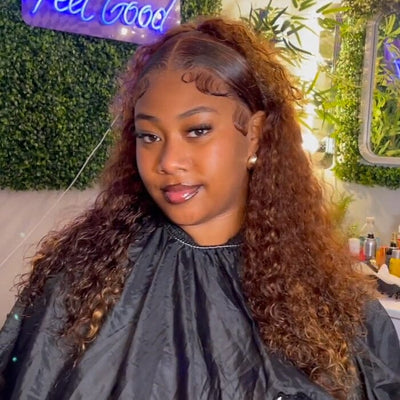 QT SDD New Pixie Curly Lace Frontal Wig Pre Plucked Highlight Color Human Hair