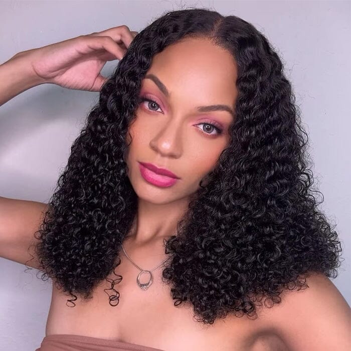 QT SDD New Pixie Curly Lace Frontal Wig Pre Plucked Super Double Drawn Human Hair