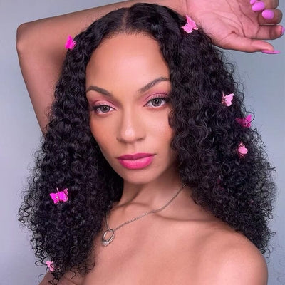 QT SDD New Pixie Curly Lace Frontal Wig Pre Plucked Super Double Drawn Human Hair