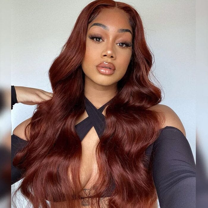 Reddish Brown Color Body Wave 4x4 5x5 Lace Closure Wigs QT Human Hair ｜QT Hair