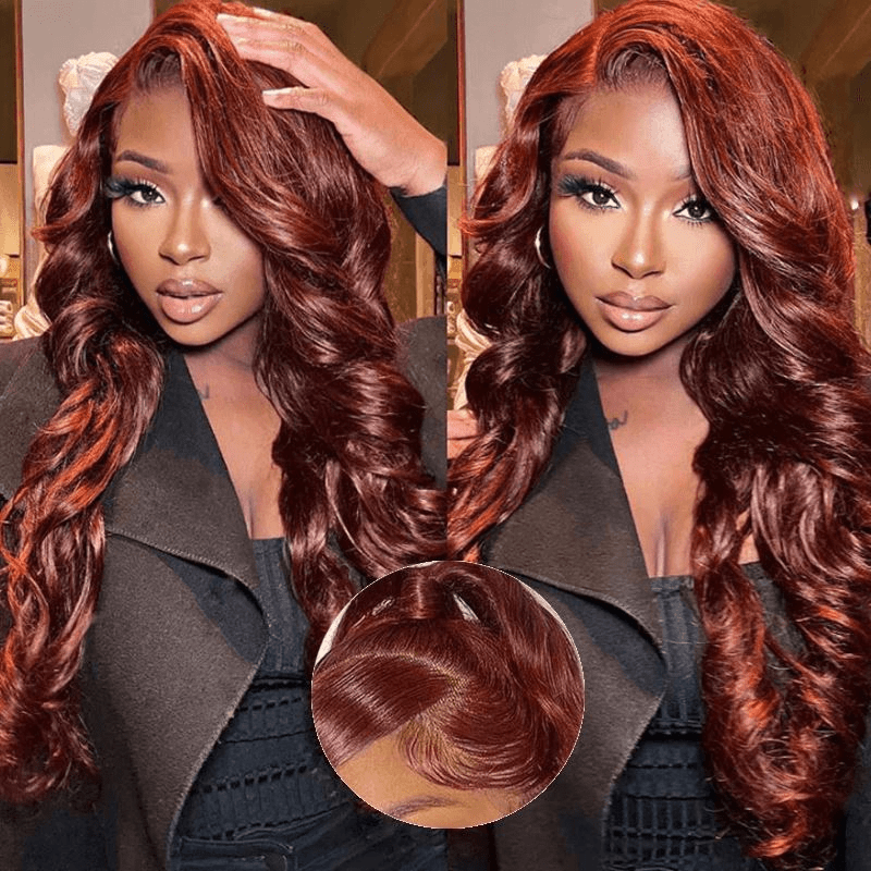 Reddish Brown Color Body Wave 4x4 5x5 Lace Closure Wigs QT Human Hair ｜QT Hair