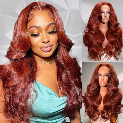 Reddish Brown Color Body Wave 4x4 5x5 Lace Closure Wigs QT Human Hair ｜QT Hair