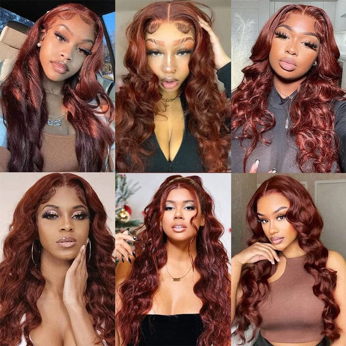 Reddish Brown Color Body Wave 4x4 5x5 Lace Closure Wigs QT Human Hair ｜QT Hair