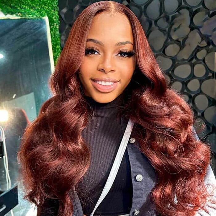 Reddish Brown Color Body Wave 4x4 5x5 Lace Closure Wigs QT Human Hair ｜QT Hair