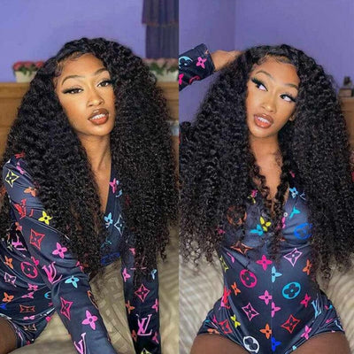QT 14A Kinky Curly Weave Human Hair Bundles with 13x4 Lace Frontal Natural Color ｜QT Hair