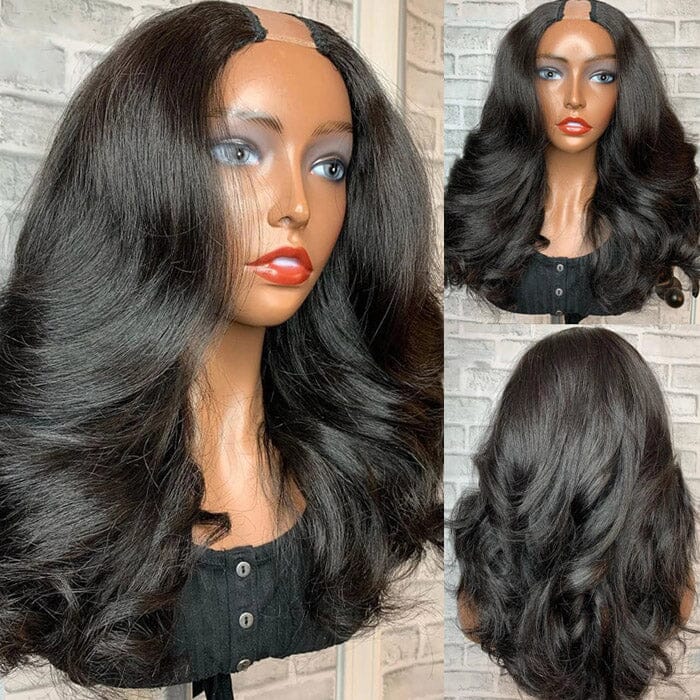 U Part Wig Body Wave Human Hair Wigs For Black Women Body Wave 2x4 Left Part Wigs